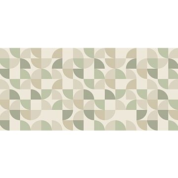 papier peint panoramique formes géométriques beige et vert