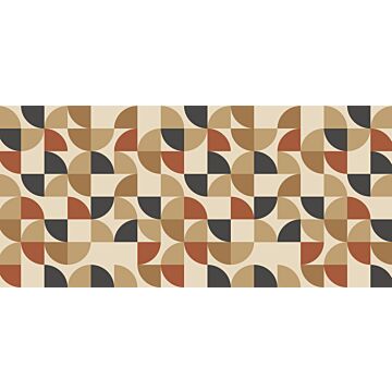 papier peint panoramique formes géométriques beige, terracotta et gris charbon de bois