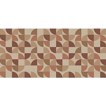 papier peint panoramique formes géométriques beige, rose et rouge foncé