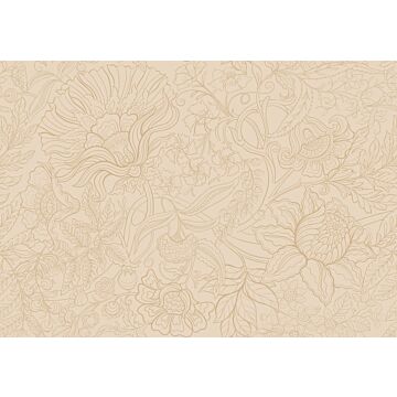 papier peint panoramique fleurs beige